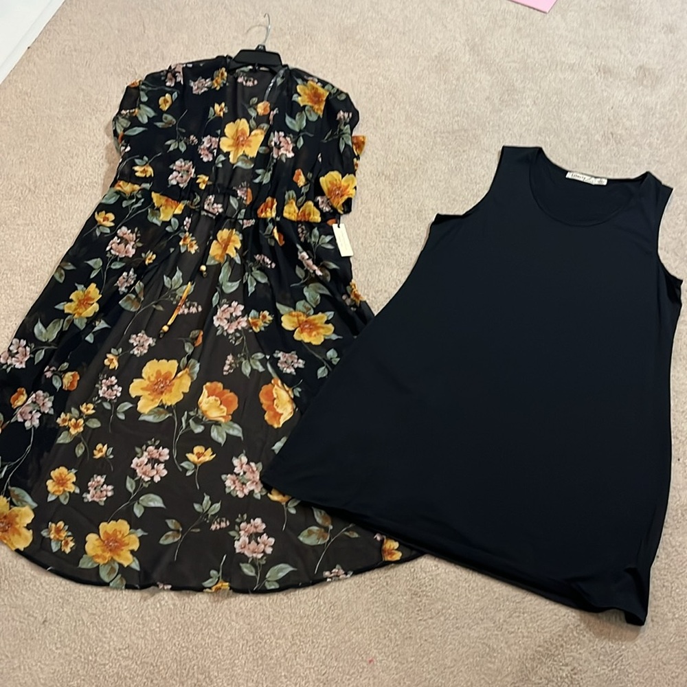 NWT Liberty Love 2-Piece Black Dress & Floral Kimono Coverup Size XL - Picture 9 of 17